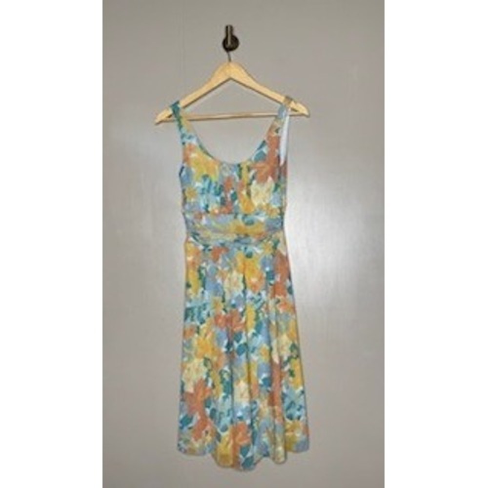 Nicole by Nicole Miller Floral Midi Dress Yellow Blue Orange Size Medium‎